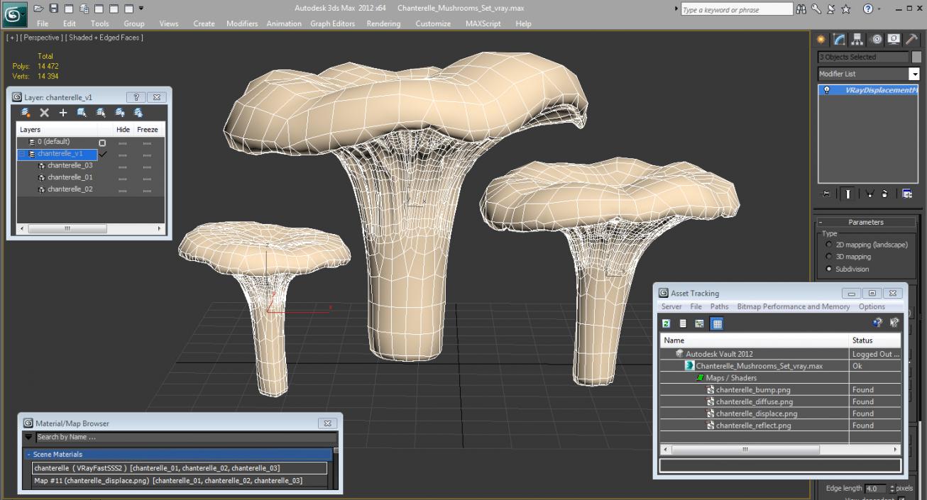 3D model Chanterelle Mushrooms Set