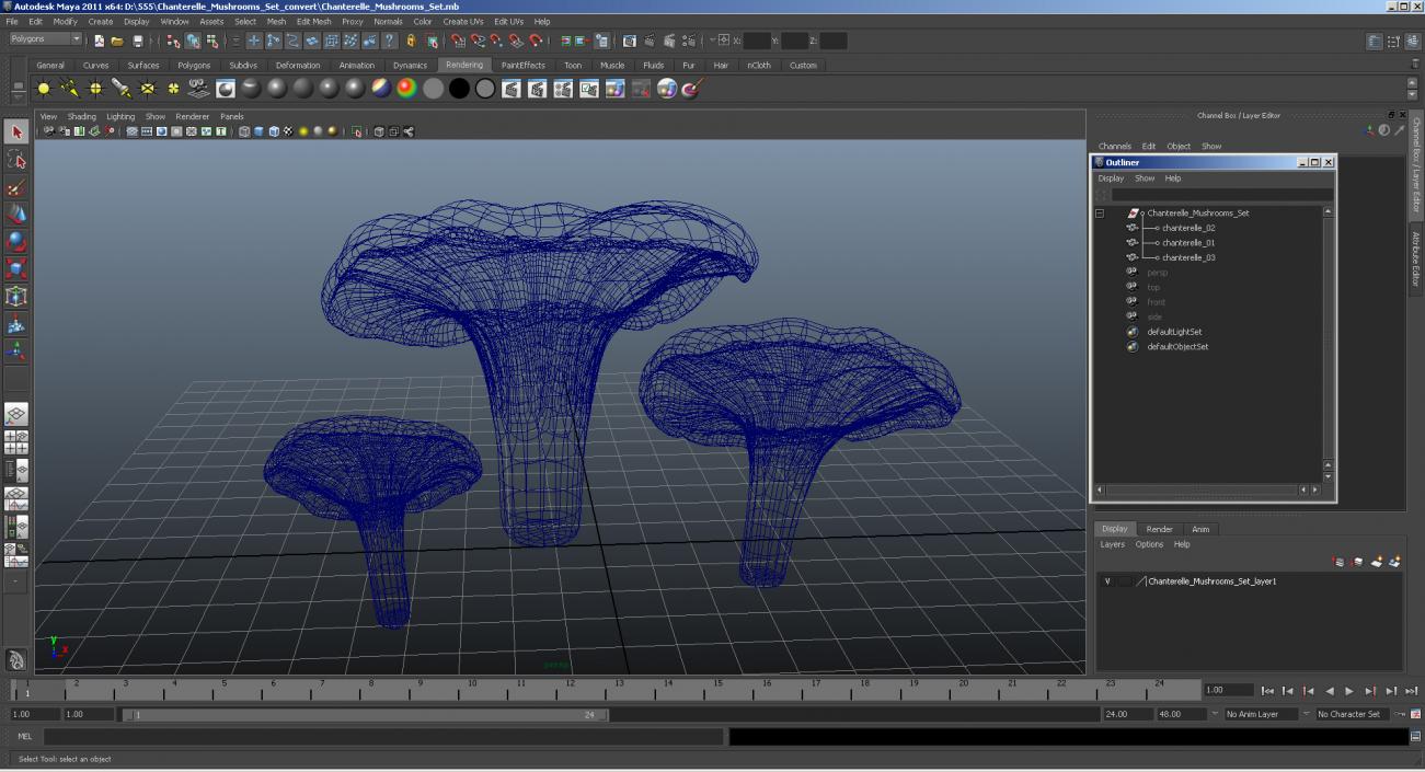 3D model Chanterelle Mushrooms Set