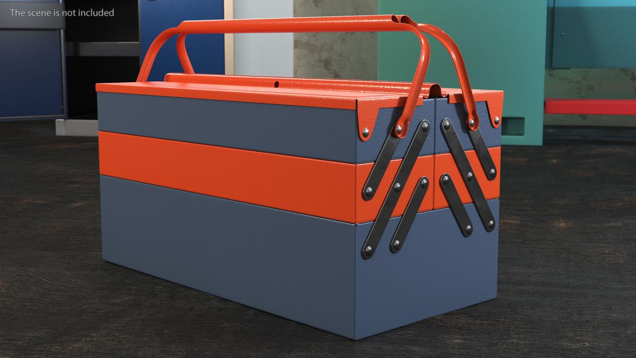 Metal Cantilever Tool Box Orange 3D