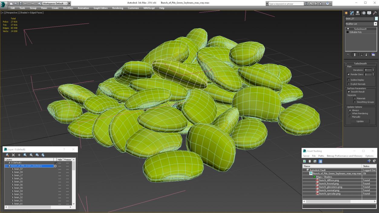 3D Bunch of Pile Green Soybeans model