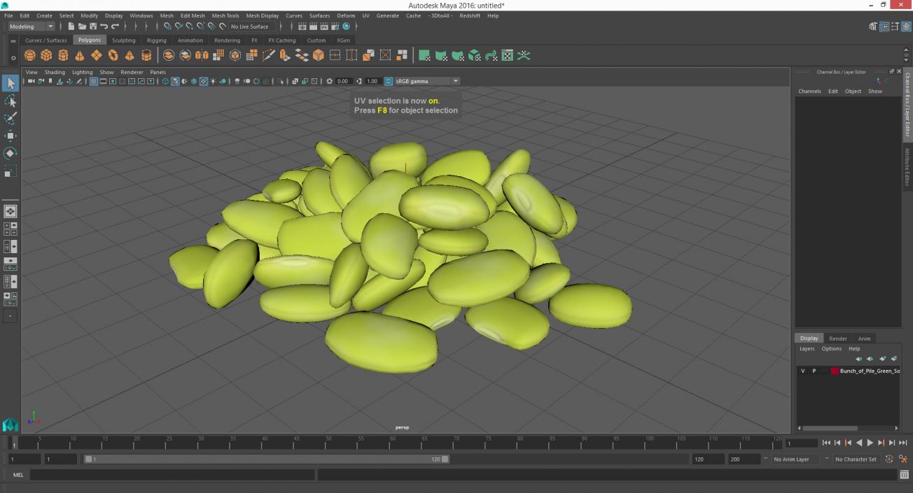 3D Bunch of Pile Green Soybeans model