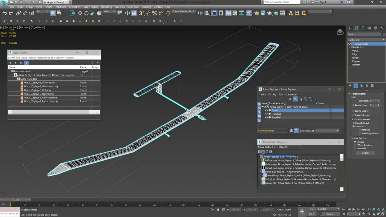 3D model Airbus Zephyr S Solar Powered Drone