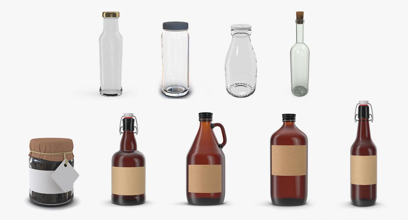 3D Glass Bottles Collection 3