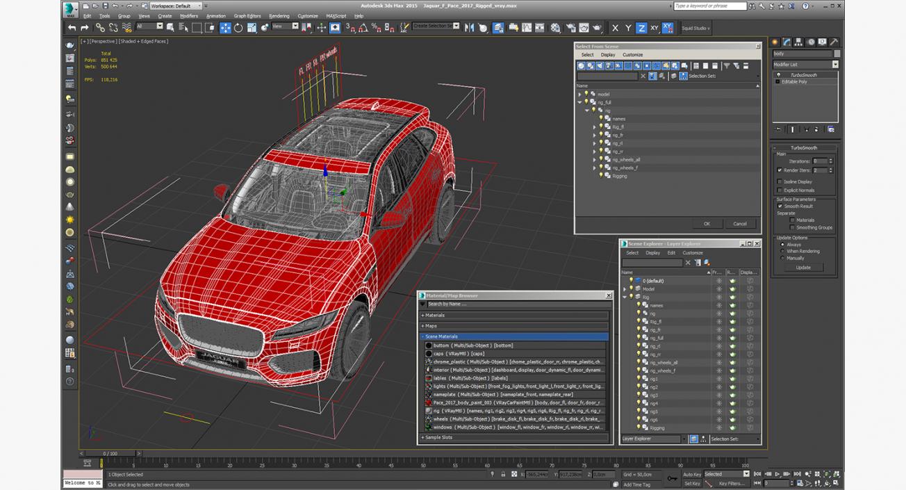 3D model Jaguar F-Pace 2017 Rigged