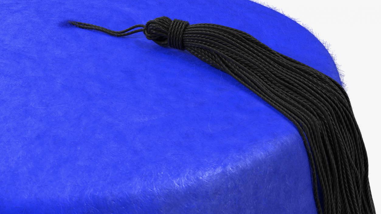 3D Traditional Arabic Blue Fez Hat With Black Tassel Fur model