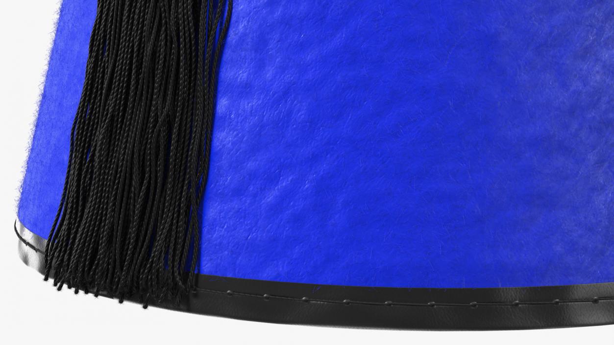 3D Traditional Arabic Blue Fez Hat With Black Tassel Fur model