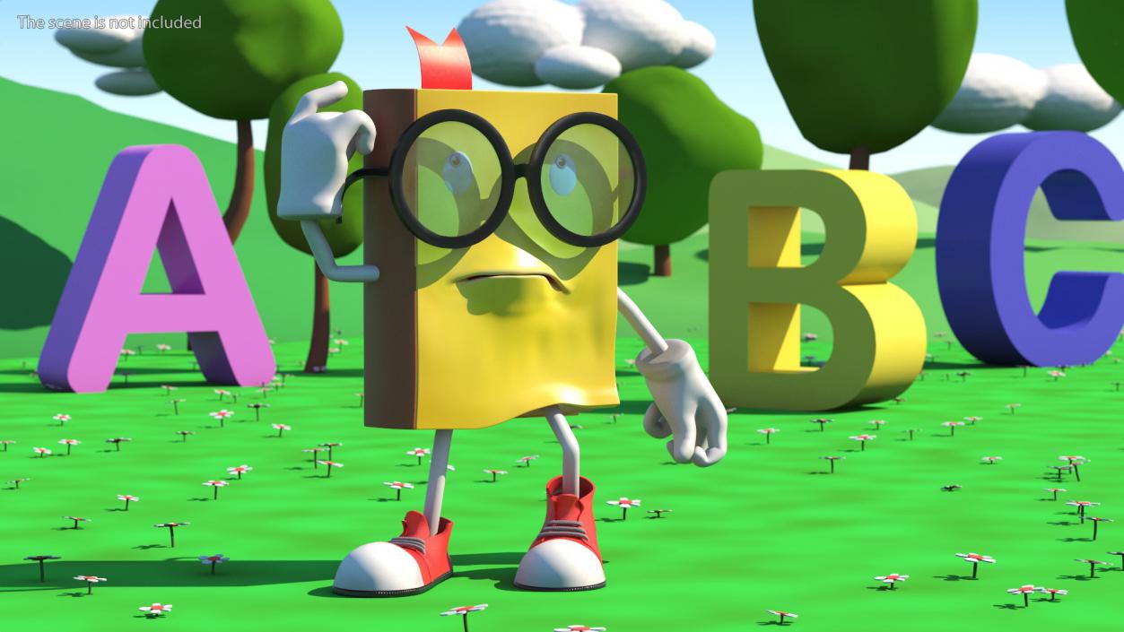 3D Cartoon Yellow Book Rigged