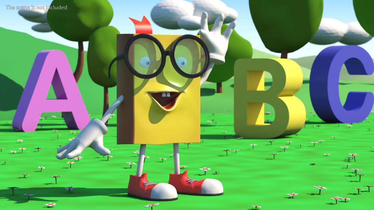 3D Cartoon Yellow Book Rigged