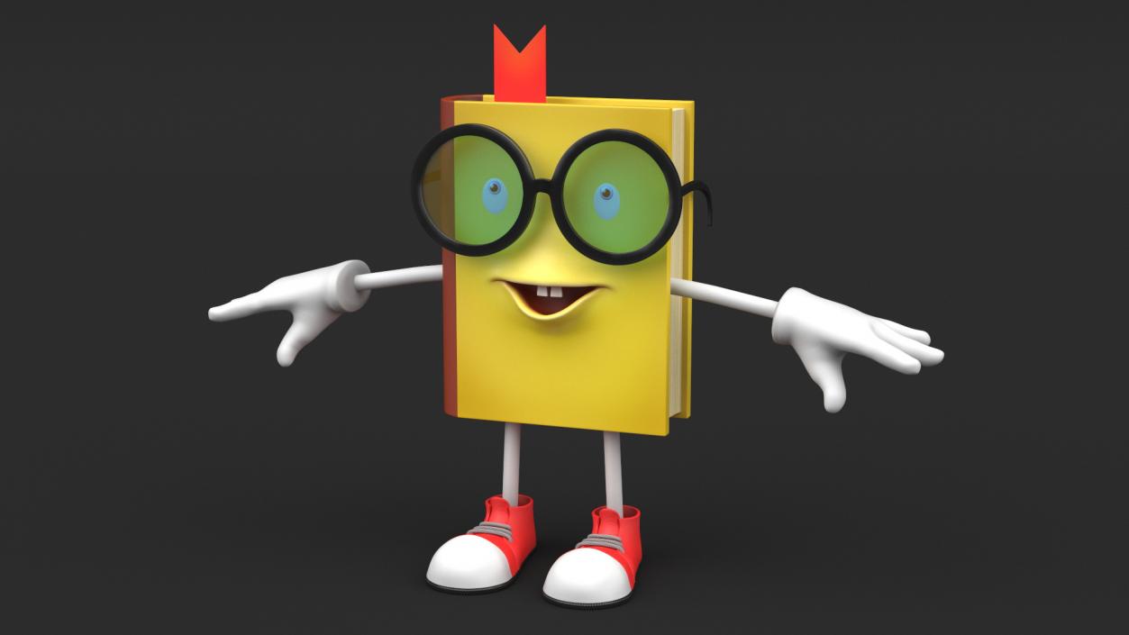 3D Cartoon Yellow Book Rigged