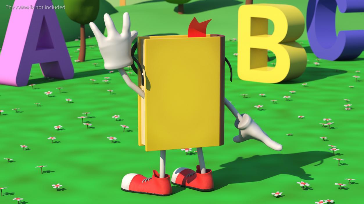 3D Cartoon Yellow Book Rigged