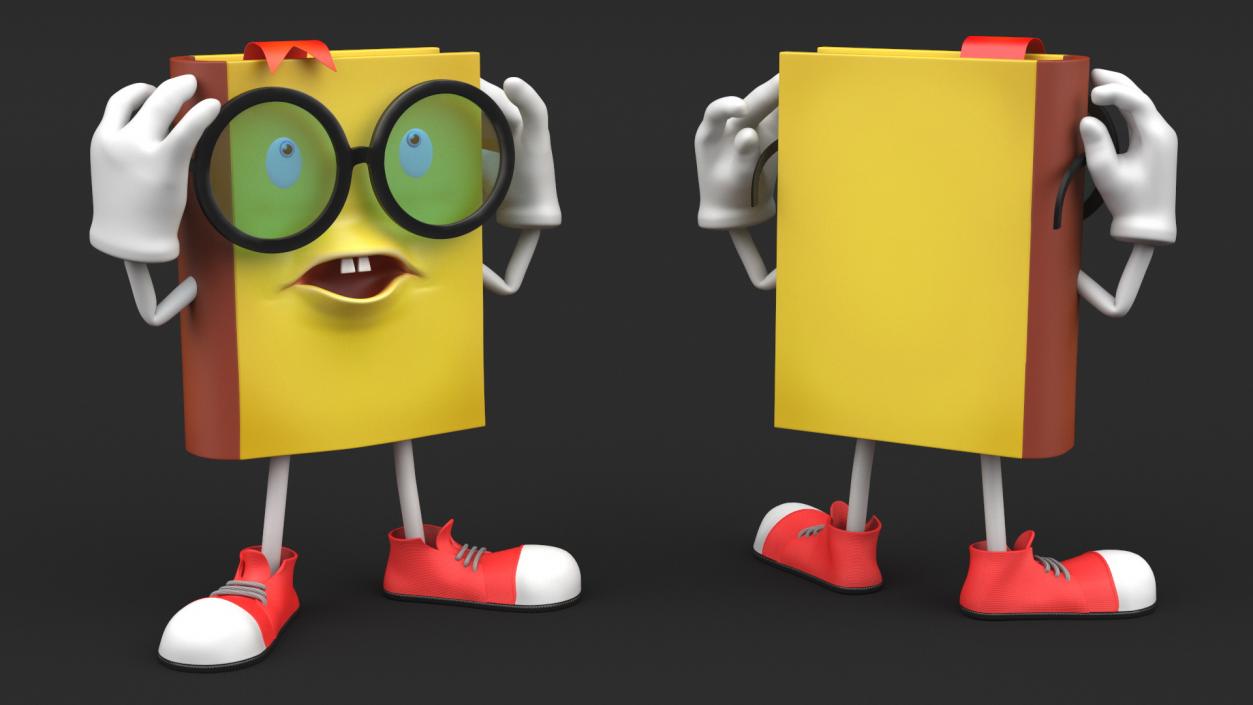 3D Cartoon Yellow Book Rigged