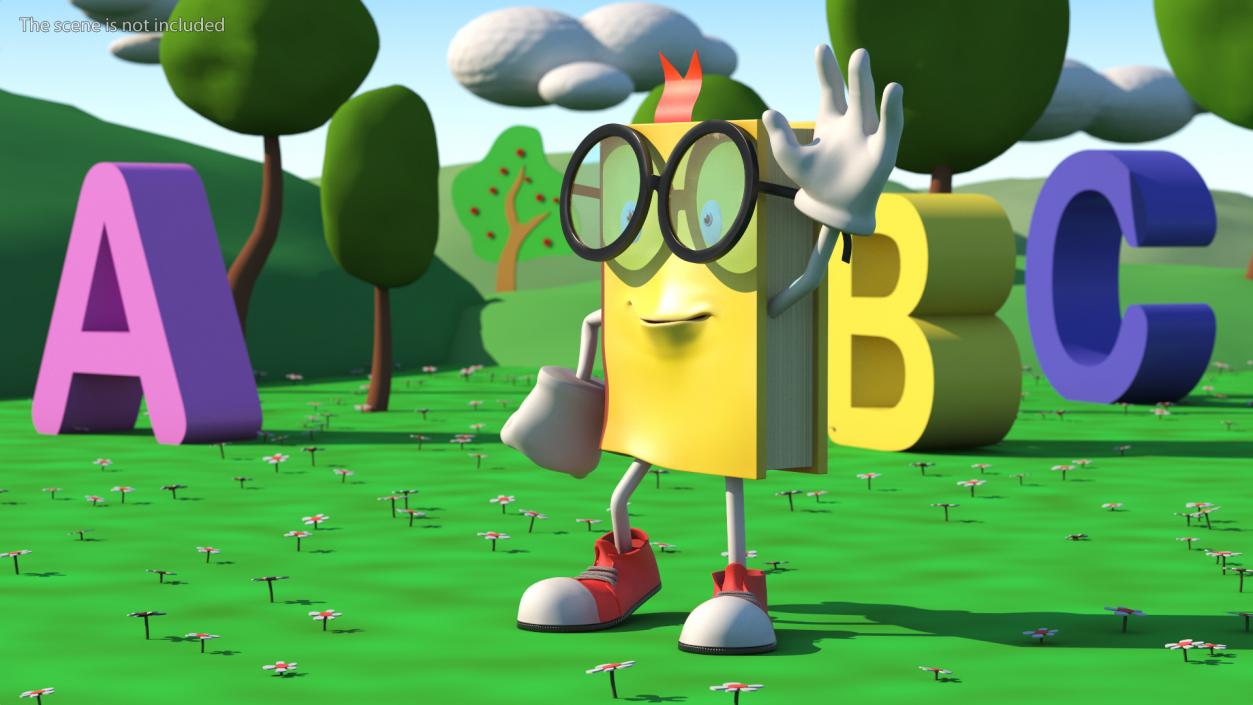 3D Cartoon Yellow Book Rigged