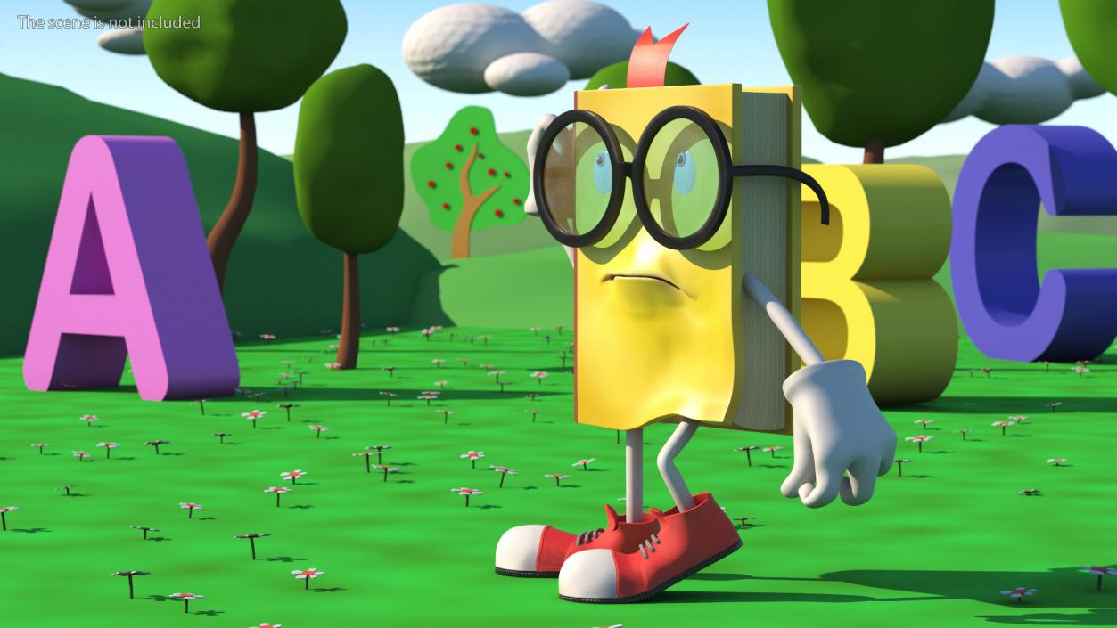 3D Cartoon Yellow Book Rigged