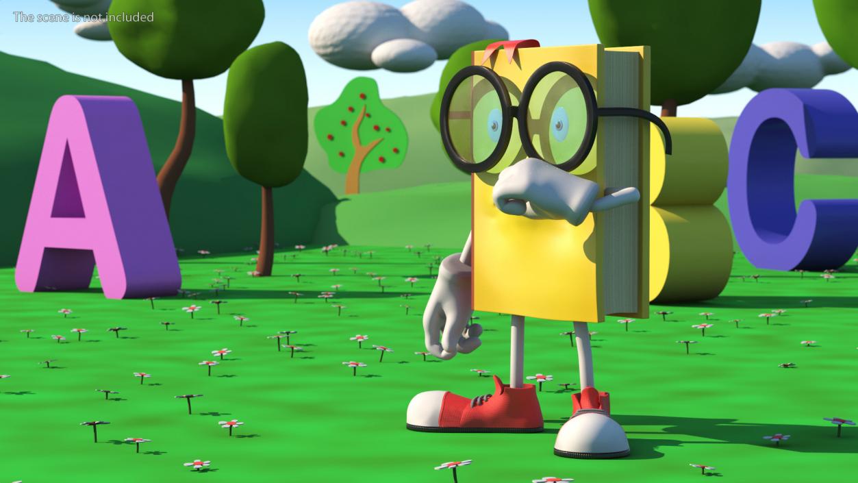 3D Cartoon Yellow Book Rigged