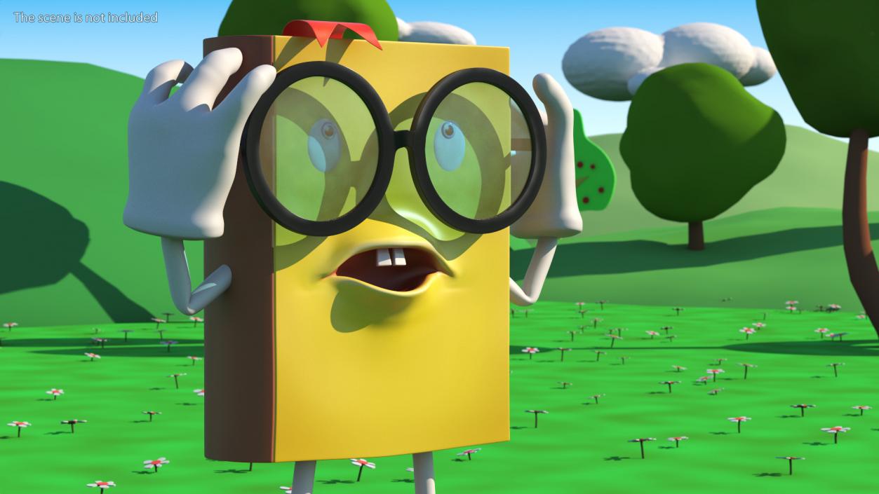 3D Cartoon Yellow Book Rigged