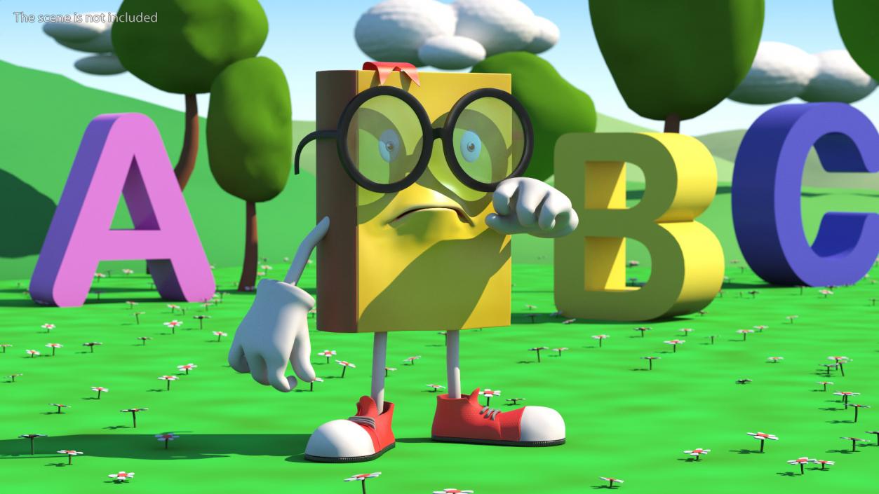 3D Cartoon Yellow Book Rigged