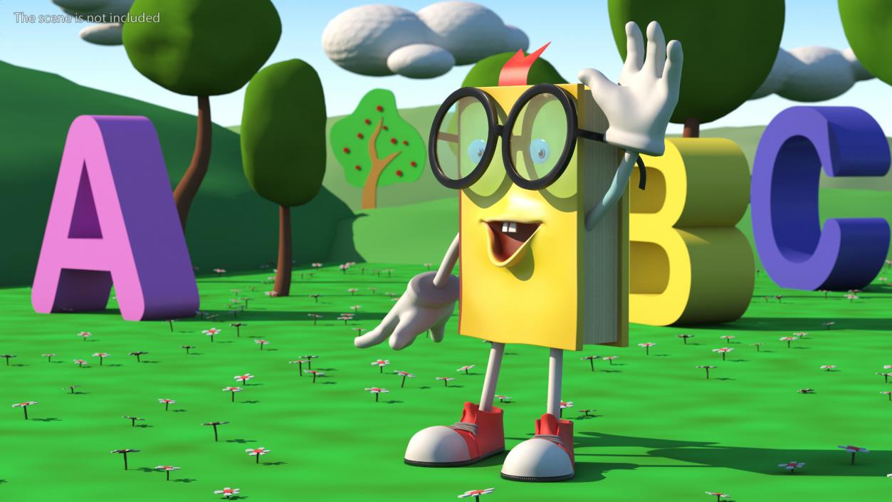 3D Cartoon Yellow Book Rigged