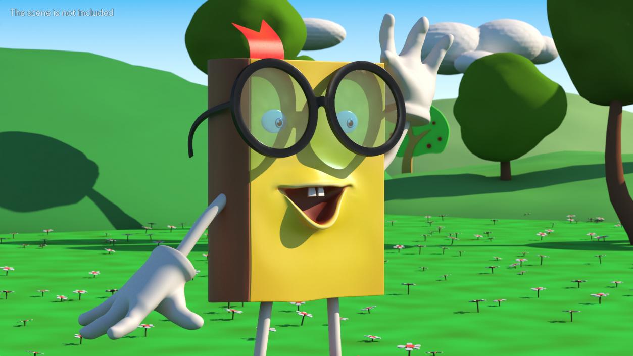 3D Cartoon Yellow Book Rigged