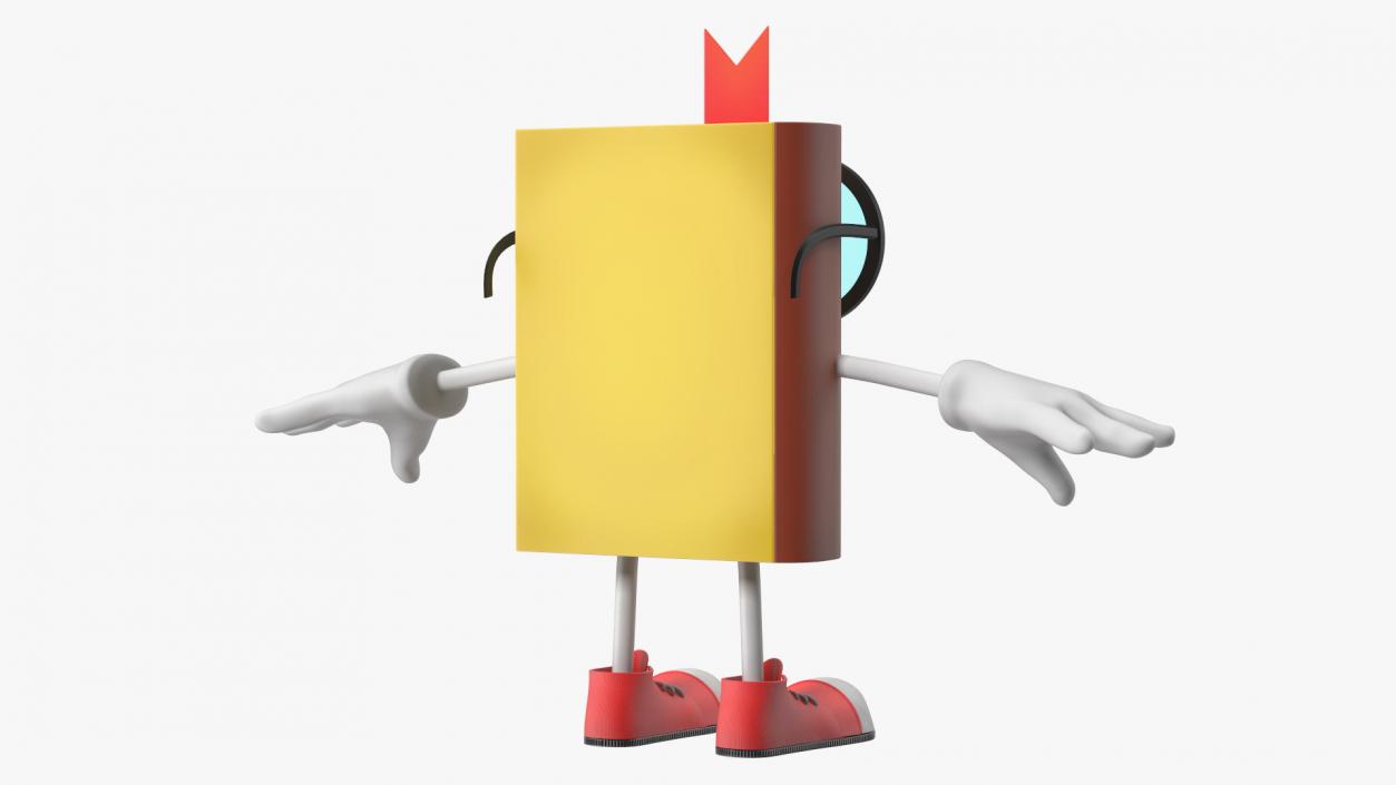 3D Cartoon Yellow Book Rigged