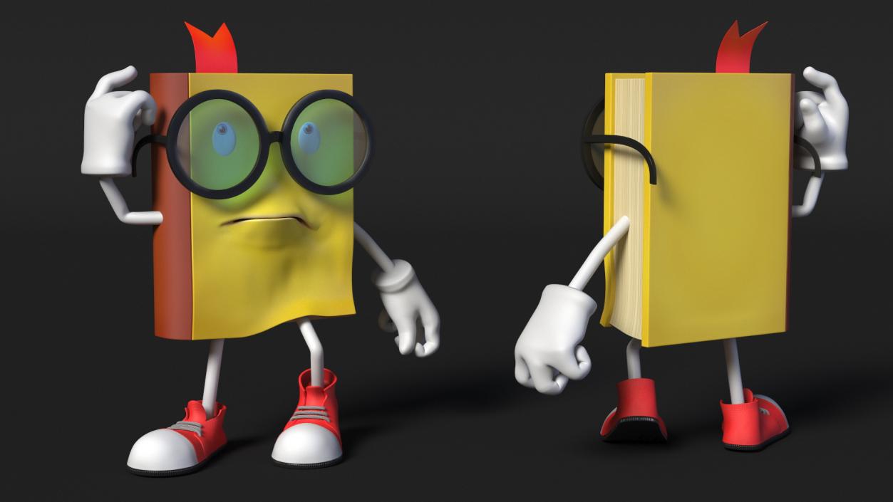 3D Cartoon Yellow Book Rigged