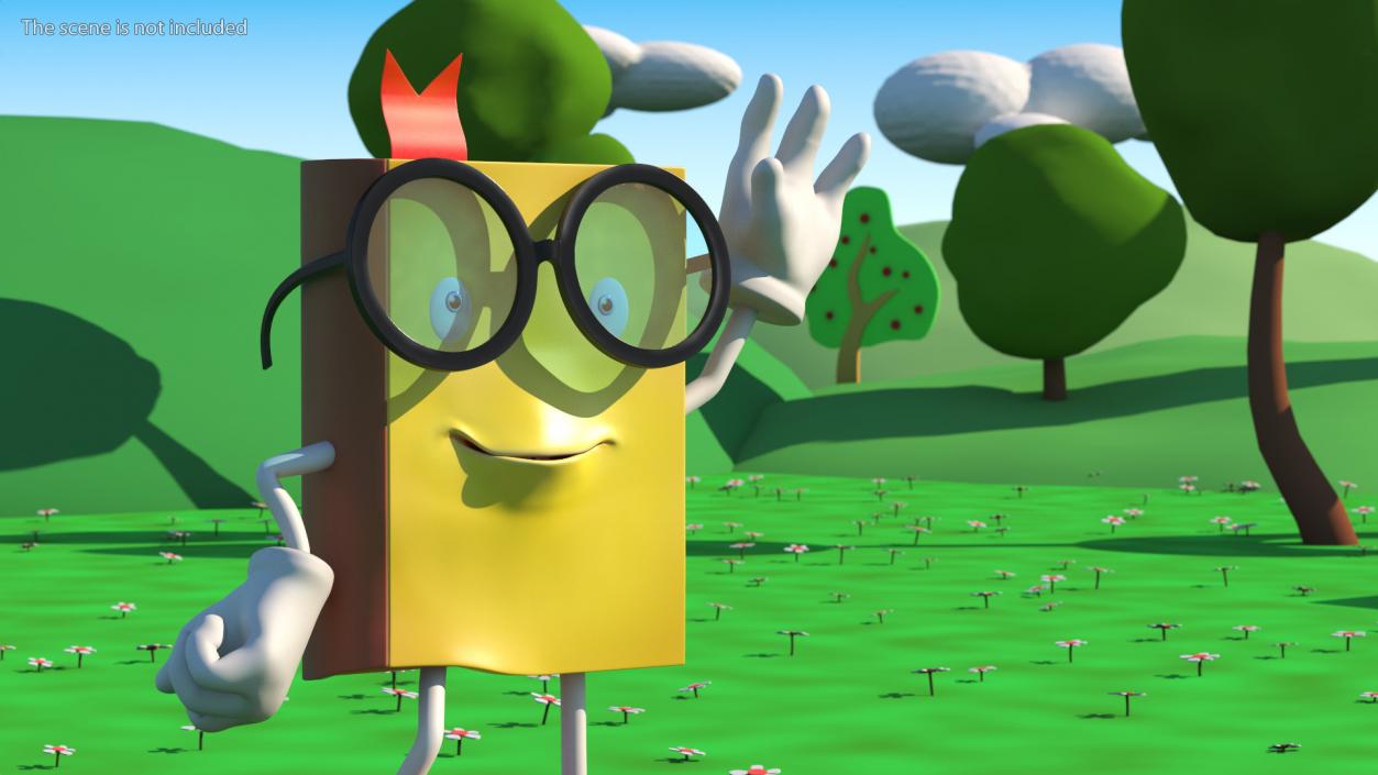 3D Cartoon Yellow Book Rigged