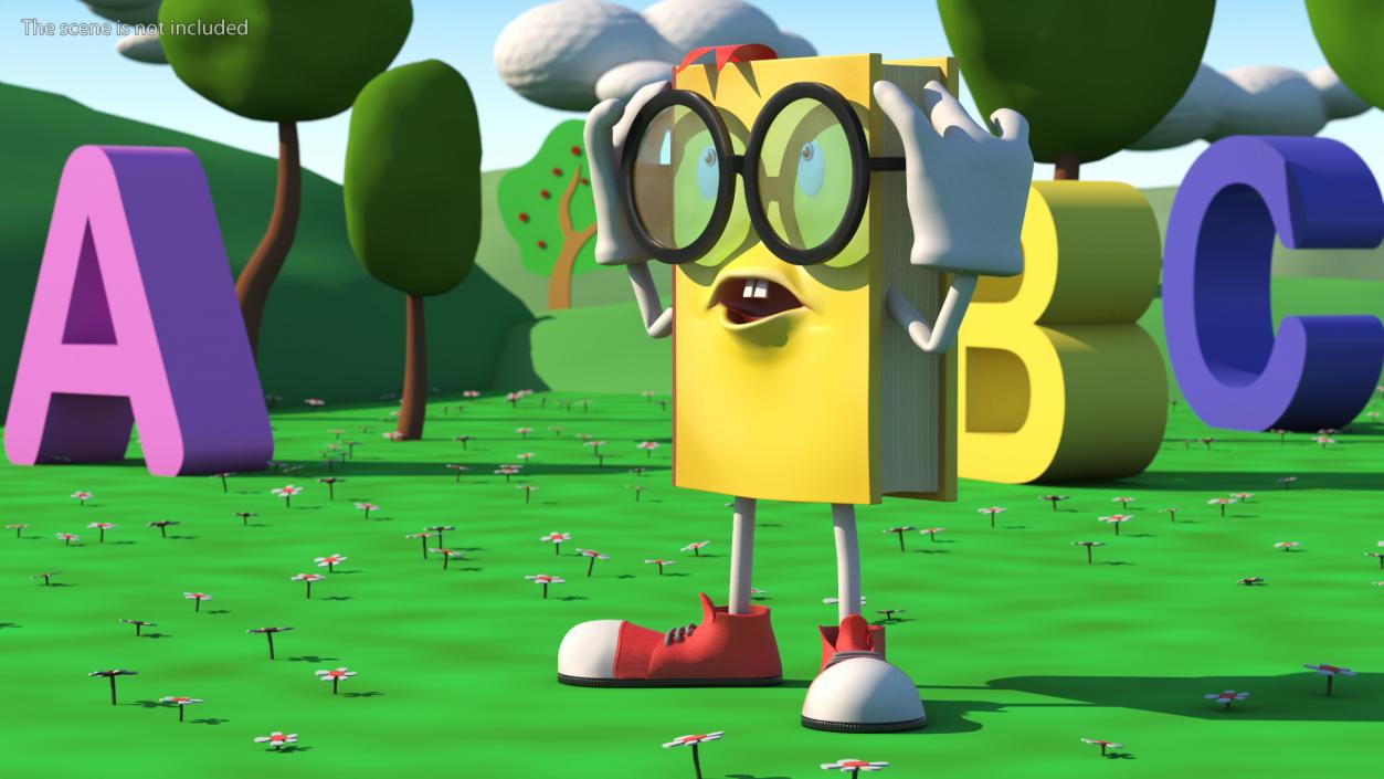 3D Cartoon Yellow Book Rigged