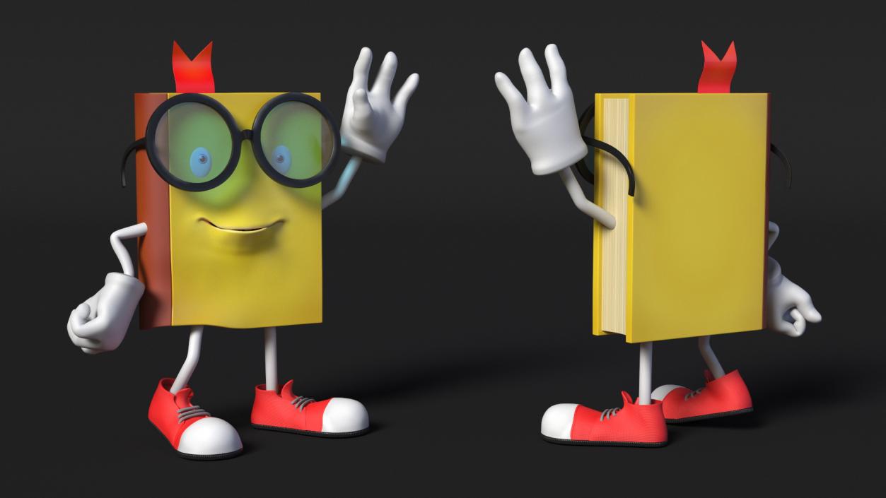 3D Cartoon Yellow Book Rigged