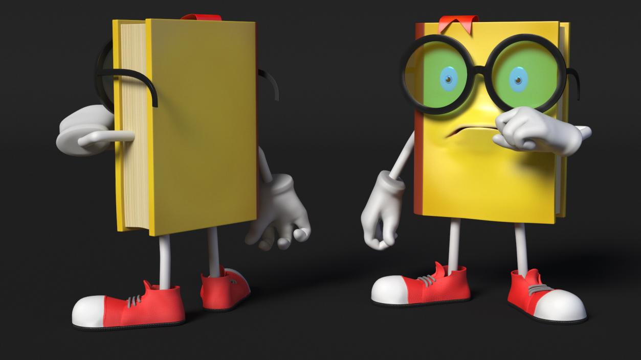 3D Cartoon Yellow Book Rigged