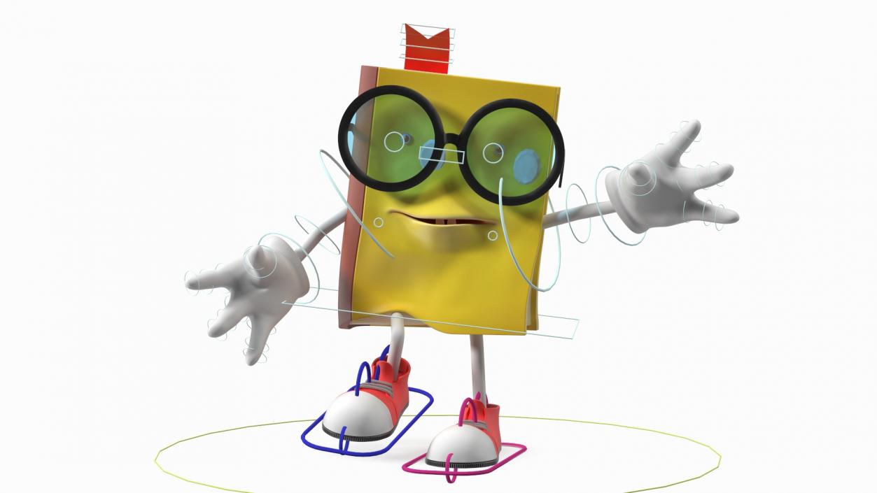 3D Cartoon Yellow Book Rigged