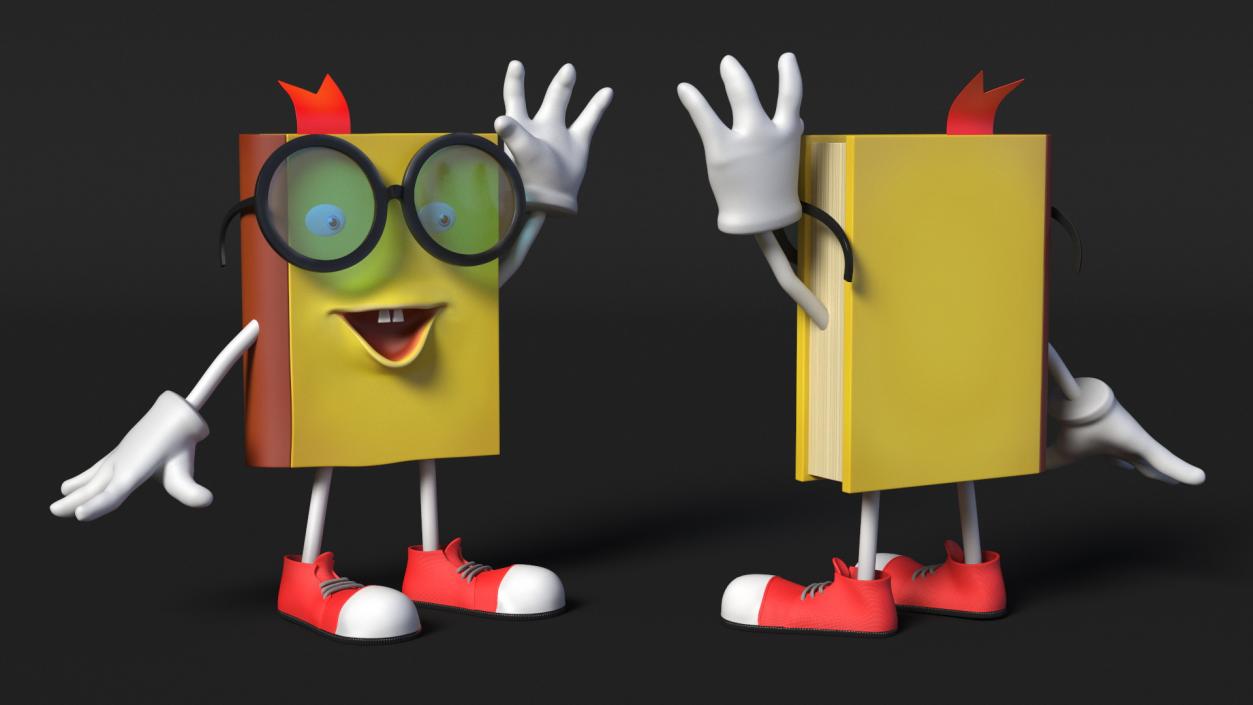 3D Cartoon Yellow Book Rigged