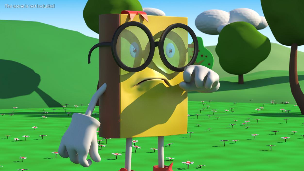 3D Cartoon Yellow Book Rigged