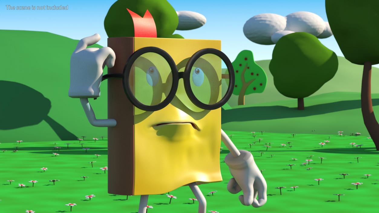 3D Cartoon Yellow Book Rigged