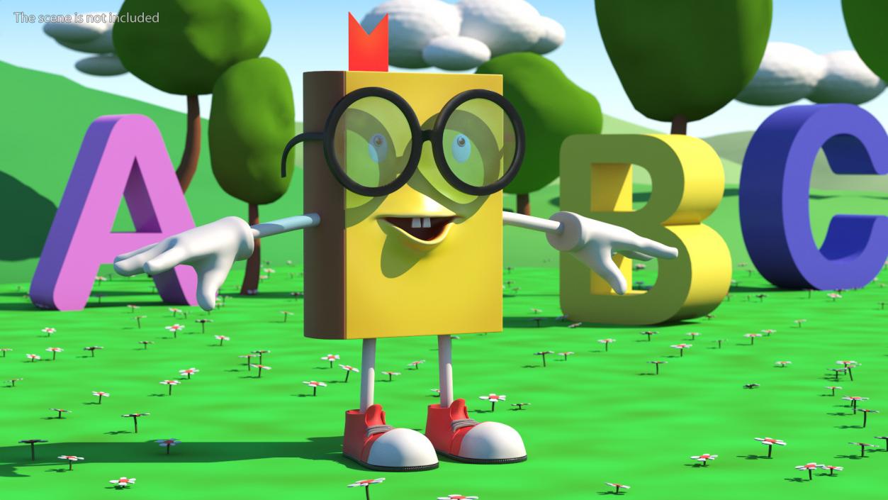 3D Cartoon Yellow Book Rigged