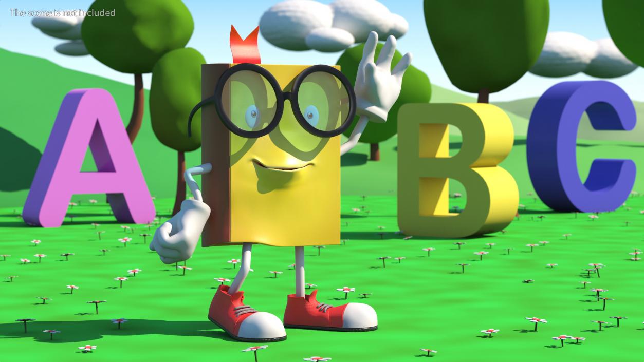 3D Cartoon Yellow Book Rigged