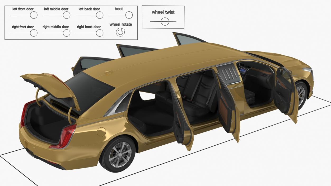 Stretch Limousine Generic Rigged 3D