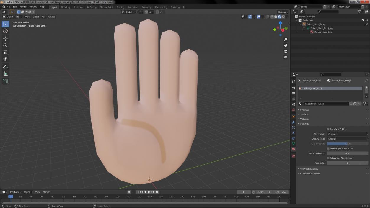 Raised Hand Emoji 2 3D model