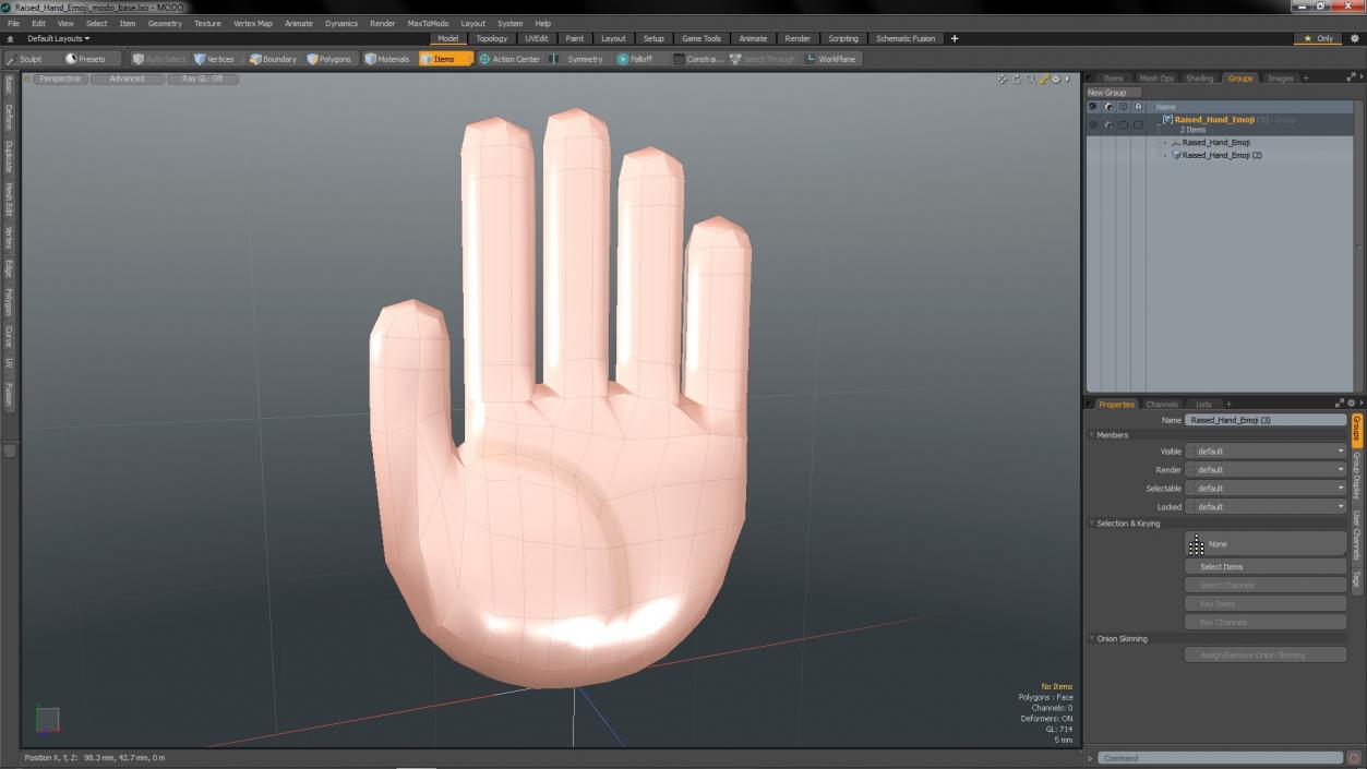 Raised Hand Emoji 2 3D model