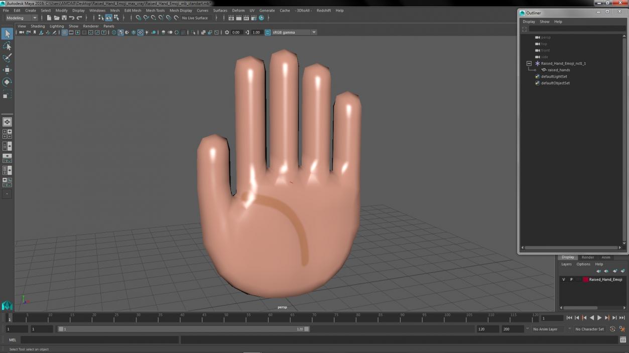 Raised Hand Emoji 2 3D model