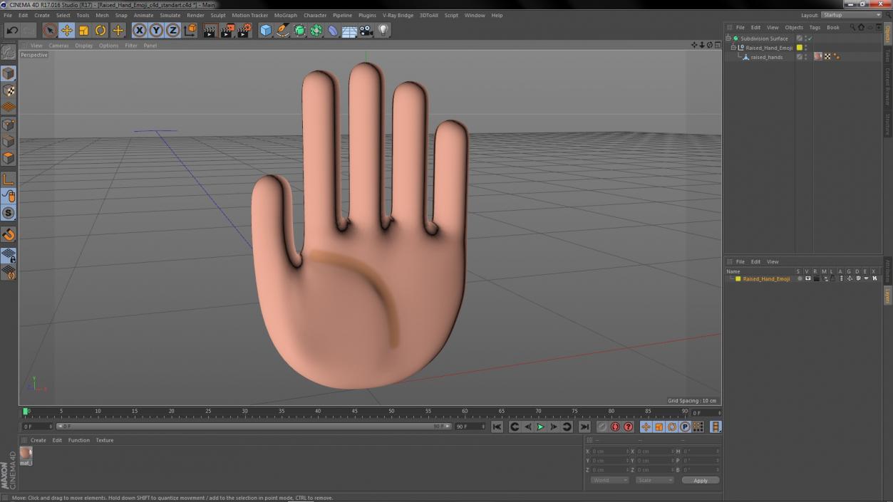 Raised Hand Emoji 2 3D model