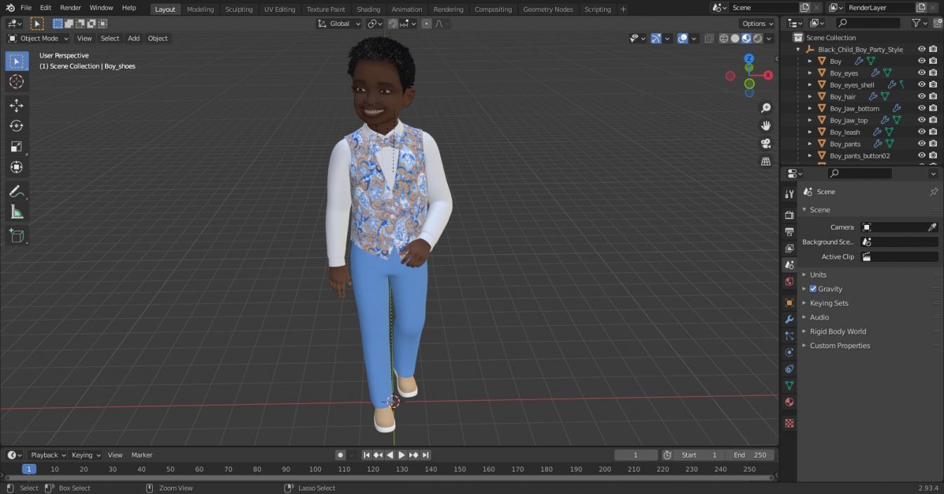 3D Black Child Boy Street Style model