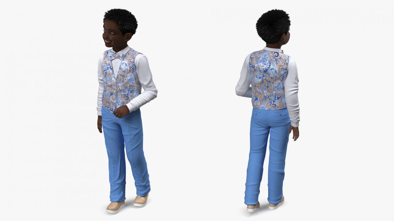 3D Black Child Boy Street Style model