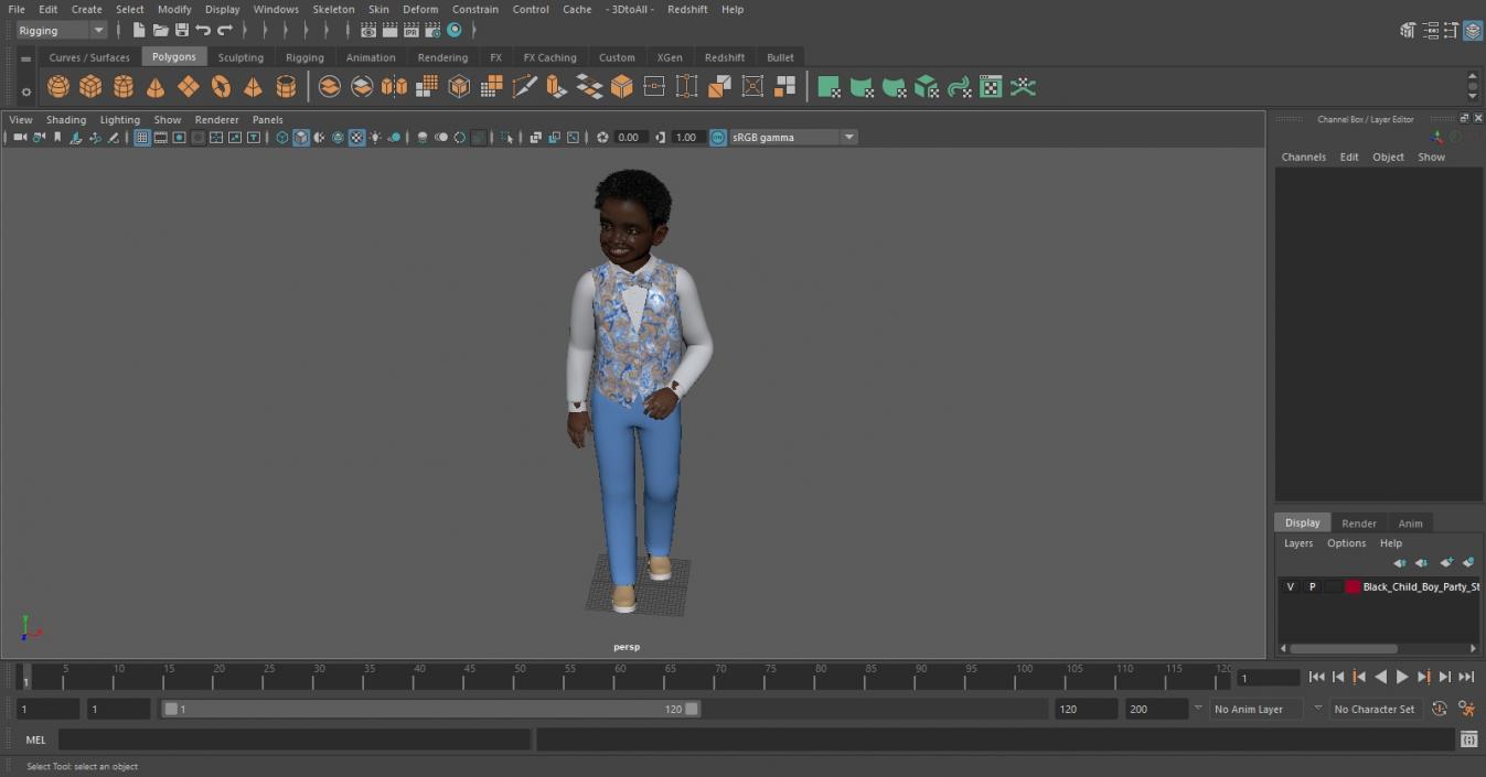 3D Black Child Boy Street Style model