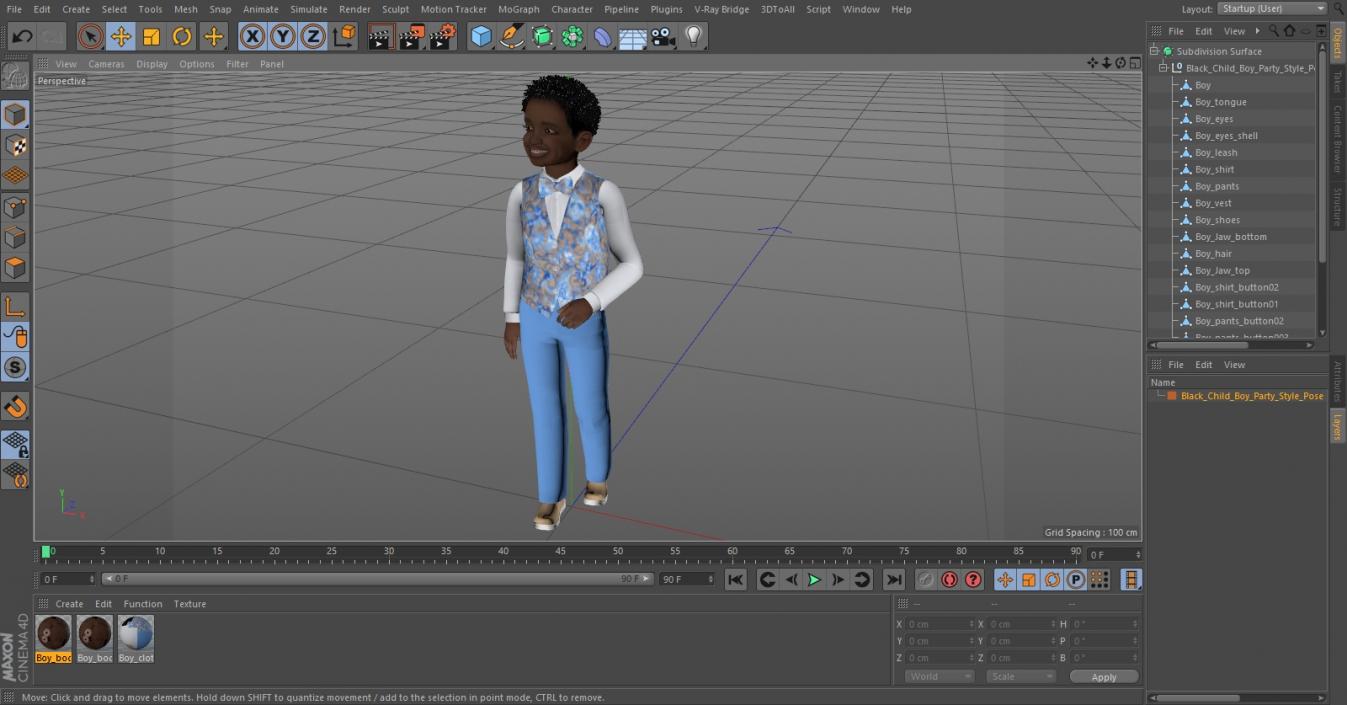 3D Black Child Boy Street Style model