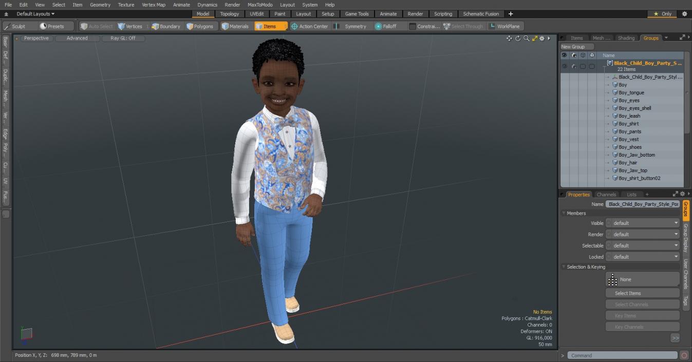 3D Black Child Boy Street Style model