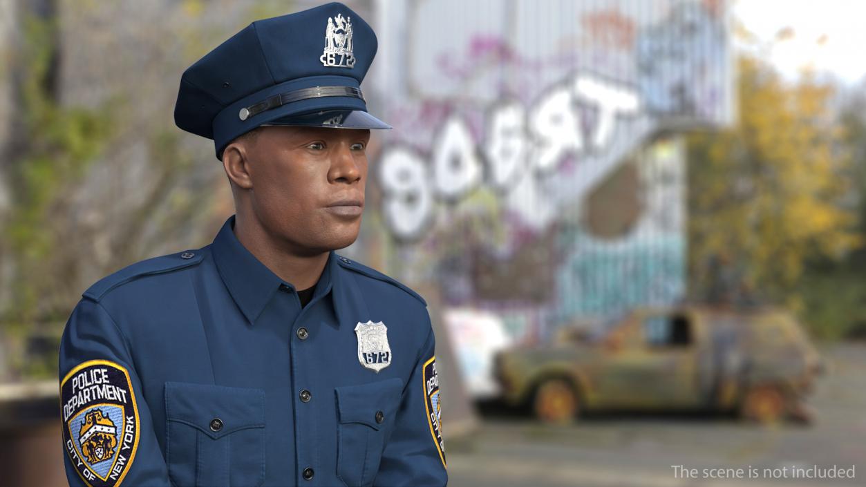 NYPD Cop Attention Pose Fur 3D