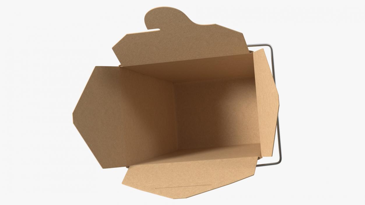 3D Kraft Paper Take Out Food Container 16 Oz Opened model