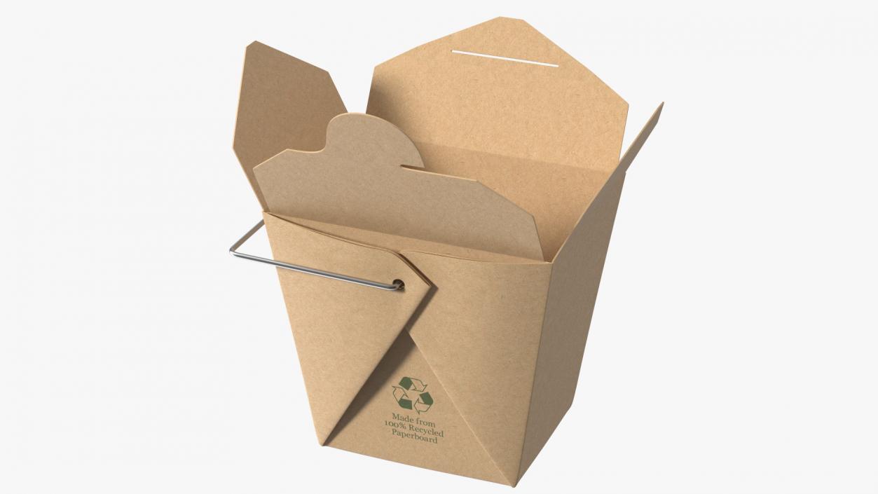 3D Kraft Paper Take Out Food Container 16 Oz Opened model