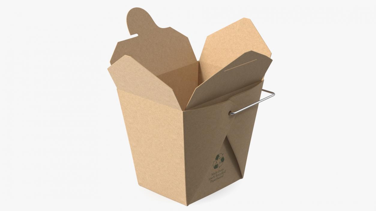 3D Kraft Paper Take Out Food Container 16 Oz Opened model