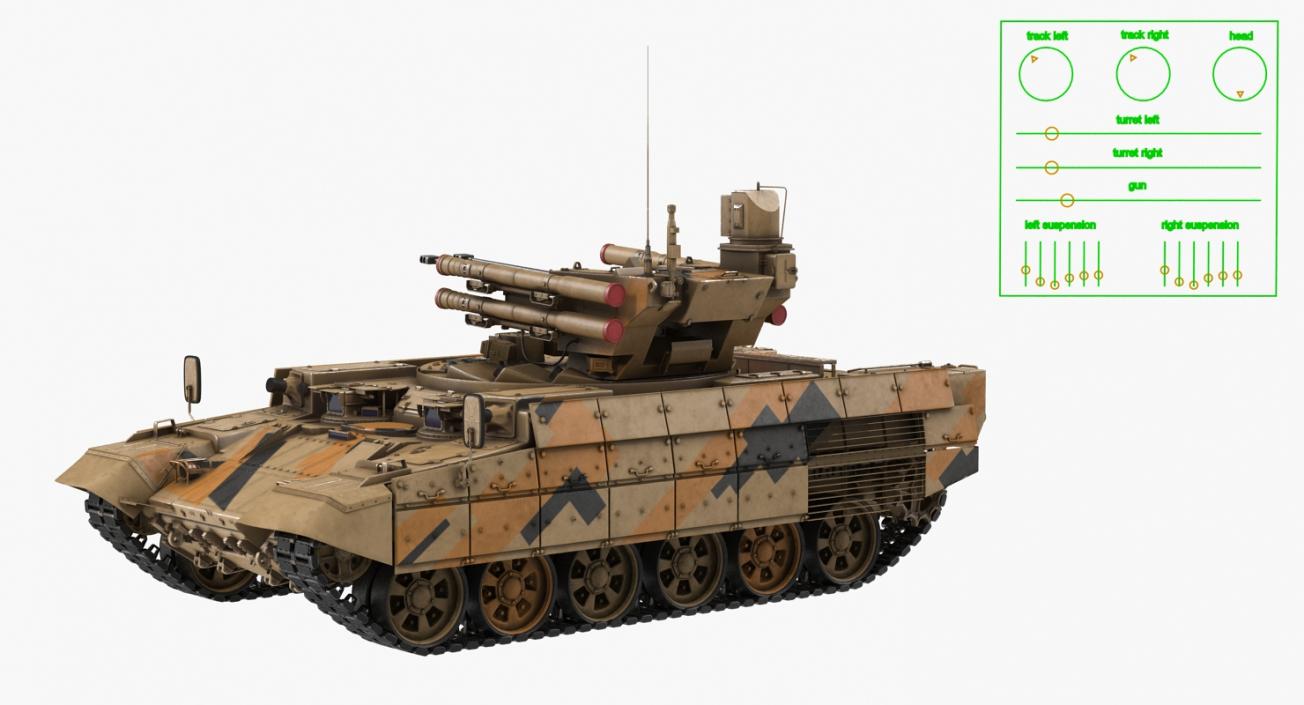 Missile Tank BMPT Rigged 3D model