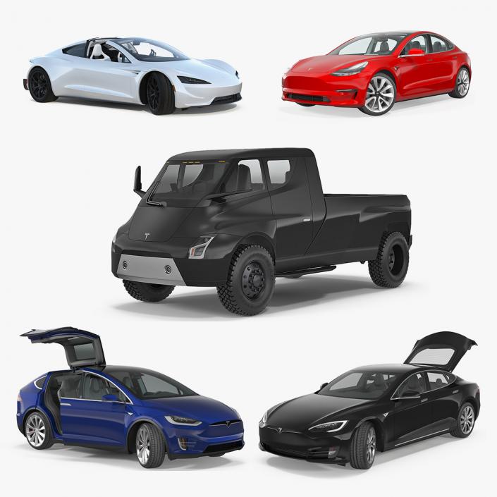 3D model Tesla Rigged Cars Collection 4